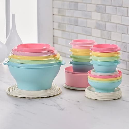 Tupperware Heritage Collection 36 Piece Food Storage Container Set in Vintage Colors- Dishwasher Safe & BPA Free - (18 containers + 18 lids) thumbnail 2