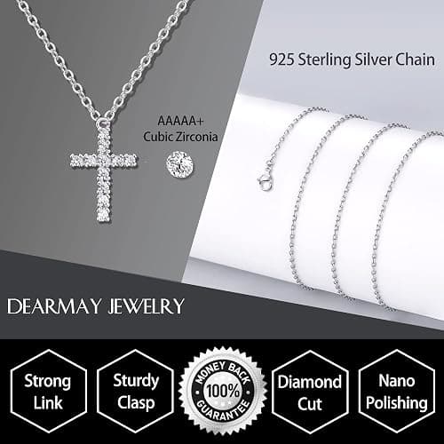 DEARM sliver Plated Cross Necklaces for Women, Dainty Gold Plated Cross Choker Necklace for Women Simple Small Pendant Neckalce Jewelry Gift thumbnail 4