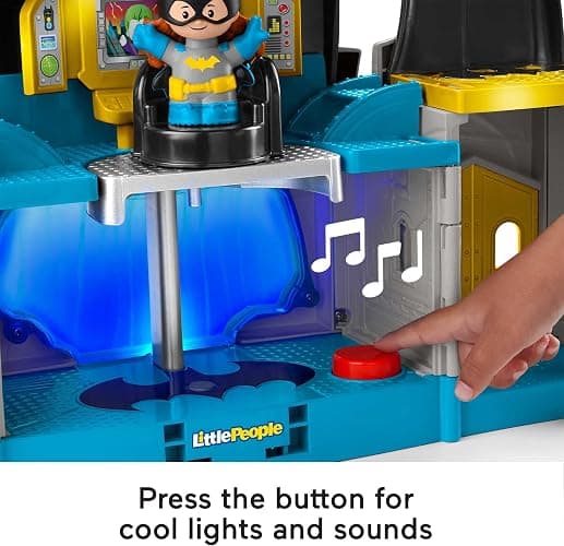 Fisher-Price Little People DC Super Friends Toddler Toy Deluxe Batcave Playset with Batman Figure for Pretend Play Ages 18+ Months thumbnail 4
