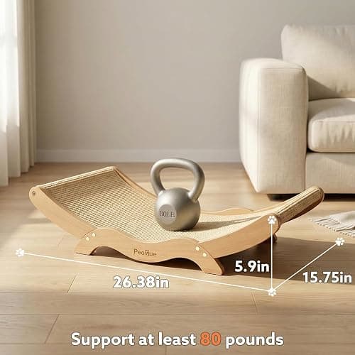 Peoviue Extra-Large Cat Scratcher Bed with Natural Sisal Scratching Pad, Wooden Cat Bed Lounge Hammock for Indoor Cats, Durable Cat Scratching Post Furniture for Large Cats thumbnail 3