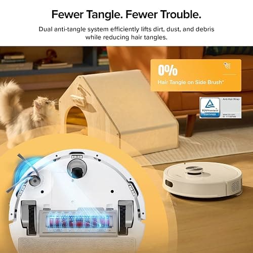 roborock Q7 M5+ Robot Vacuum and Mop, Upgraded from Q5 Max+, Up to 7-9 Weeks Self-Empty, 10000Pa Suction, Dual Anti-Tangle System for Pet Hair & Carpet, PreciSense LiDAR Navigation, App Control, White thumbnail 4
