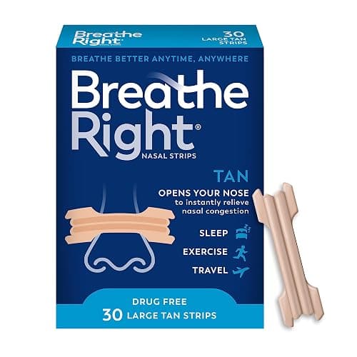 Breathe Right Original Nose Strips to Reduce Snoring and Relieve Nose Congestion, Tan, 30 Count (Packaging May Vary) - Image 1