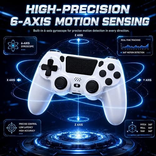 BJXOZ Wireless Controller for PS4 Controller, with USB-C Port | Dual Vibration, Speaker, Six-axis Gyroscope Sensor, Touchpad, 3.5mm Audio jack, Compatible with PS4/Slim/Pro/PC thumbnail 7
