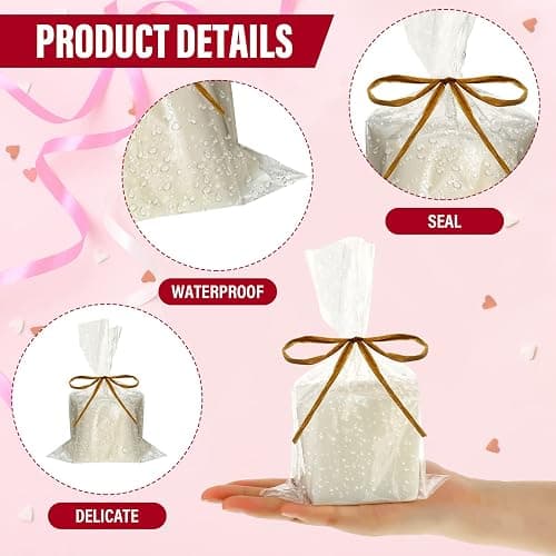 Tudomro 100 Pcs Clear Cellophane Soap Bags with Raffia Rope, 5x8 Clear Handmade Packaging Wrapper Bags for Candles Soap Bar Making Supplies Wedding Favor Bag Gift Treat Bag Small Business Packaging thumbnail 4