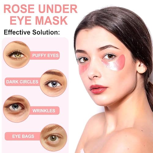 Eye Mask - 30 Pairs Rose Under Eye Patches Skin Care Products,Eye Masks Skincare for Dark Circles and Puffiness, Reduce Wrinkles, Eye Bags and Fine Lines, for Women and Man - Rose thumbnail 3