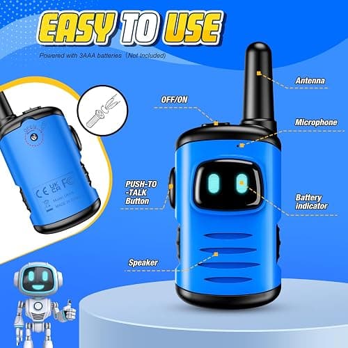 Walkie Talkies for Kids, Exssary Toys for 3-6 Year Old Boys Outdoor Toys for Kids 3-5 Walkie Talkie 3 4 5 6 Year Old Boy Gifts Hiking Camping Toy Easter Christmas Birthday Gifts for Boy Blue thumbnail 5
