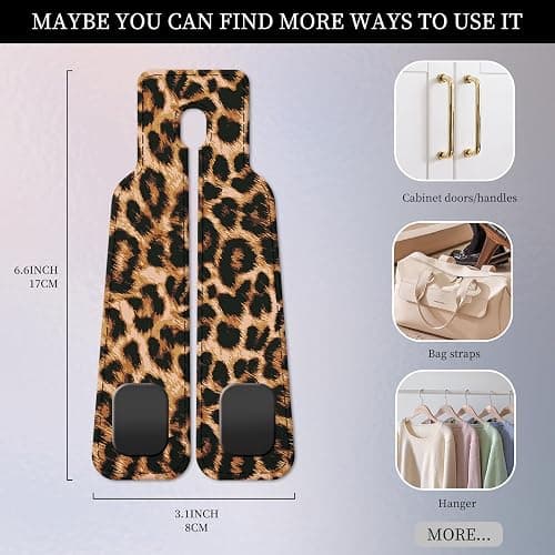 AXRQLSU PU Leather Car Seat Hook, Storage Headrest Hanger, Cute Car Backseat Organizer, Car Hooks For Purses and Bags Brown Leopard Print thumbnail 2