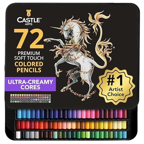 Castle Art Supplies Colored Pencils Set | 72 Premium Soft Core Colored Leads for Adult Artists | Organized in Presentation Tin Case - Image 1