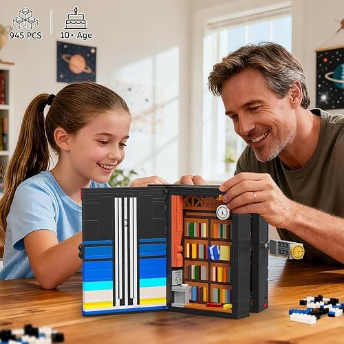 HOGOKIDS Magic Space Book Nook Building Set with LED Light, 945PCS Book Nook Building Block Sets for Bookshelf Home Decor, DIY Miniature Book Model Kit, Christmas Birthday Gifts for Adults Boys Girls thumbnail 3