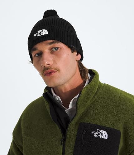 THE NORTH FACE TNF Logo Box Pom Beanie | Classic Fit, Cuffed Winter Hat for Men & Women, Soft Rib Knit Fabric & Woven Logo thumbnail 2