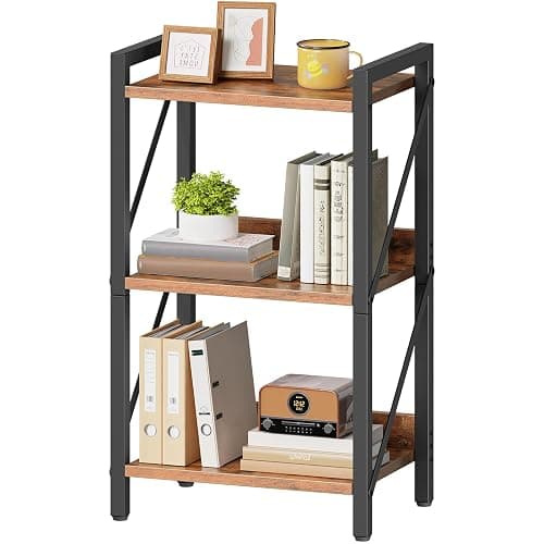 HOOBRO Bookshelf, 3-Tier Industrial Bookcase, Book Shelf Storage Organizer, Small Bookshelf with Metal Frame for Living Room, Bedroom, Home Office, Kitchen, Rustic Brown and Black BF71SJ01 - Image 1