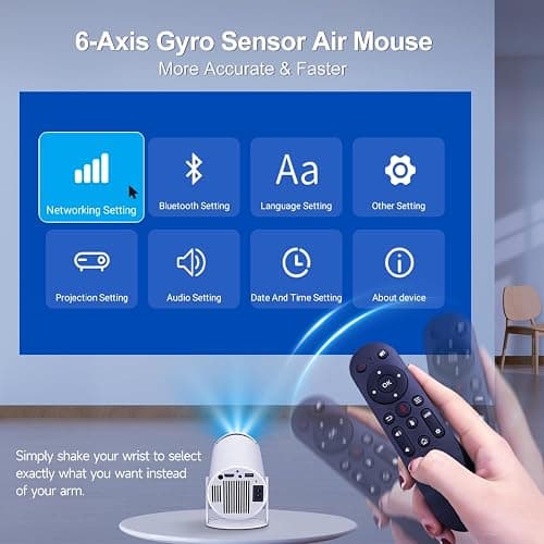 Mini Beamer 4K Unterstützt Android 11, Smart Projector 5G WiFi 6 BT 5.0, Mini Projektor Full HD 1080P Unterstützt 200ANSI 8000L Auto Horizontal Trapezoid Correction (weiß) thumbnail 6