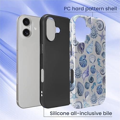 Kapadiy Case for iPhone 17 Case,Summer Beachy Seashell Design Hybrid Dual Protection Silicone Hard PC Shockproof Full Body Cover Slim Anti Scratch Protective Case for Men Women thumbnail 2