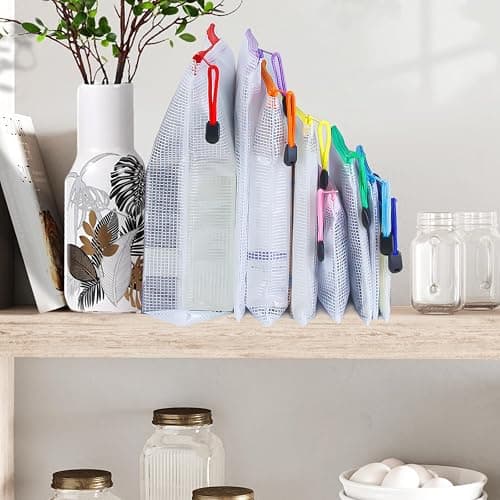 VVCOIIROEI 32pcs Mesh Zipper Pouch Bags, 8 Sizes, 8 Colors Zipper Pouches for Organizing, Board Game Storage, Travel, School Office thumbnail 7