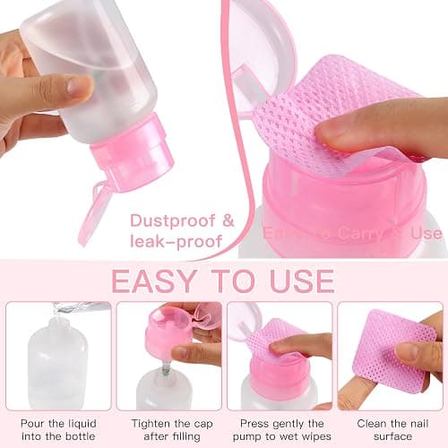 400pcs Lint Free Nail Wipes, 1 Pull-Off Pump-Style Bottle Suitable for Nail Wipes for Fingernail, Mascara Extension Glue Cleaning and Care Product Sets thumbnail 7