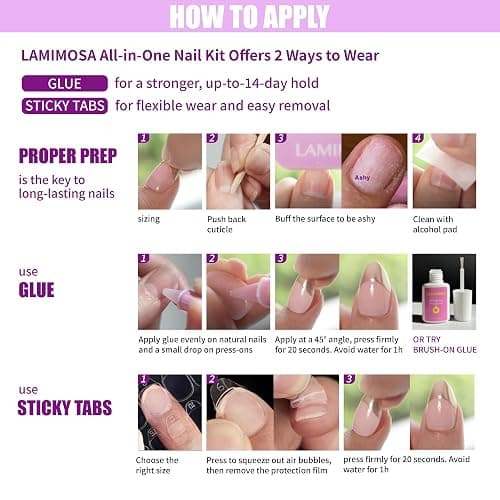 LAMIMOSA 32Pcs Press On Nails Short Almond – Soft Gel Fake Nails in 16 Sizes, Stripe Design Glue on Nails, Pink Stick On Nails kit, Spring Summer Artificial Nails, CANDY STRIPES thumbnail 8