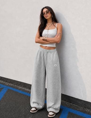 Aelfric Eden Mens Wide Leg Sweatpants Solid Arc Sweat Pants Open Bottom Casual Athletic Lounge Pants with Pockets thumbnail 2