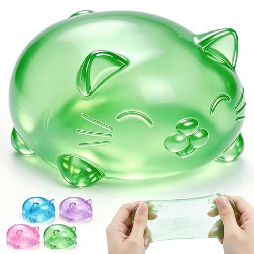 Stress Cat Toy, Sensory Fidget Toy, Sugar Filled Squishy Toys for Kids Stress Relief - High Density Squeeze Balls,Ultra-Soft Decompression Venting Toys-Green - Image 1