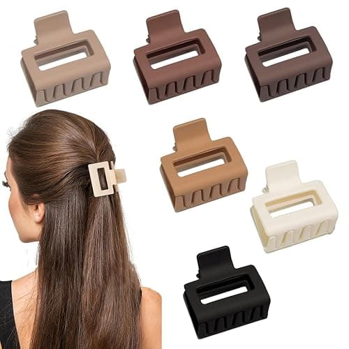 6 Pack Claw Clips Hair Clips for Women Girls Medium Rectangle 2 Inch Small Hair Clips for Thin or Medium Thick Hair - Image 1