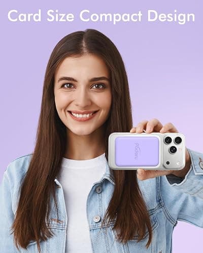 podoru for MagSafe Power Bank 5000mAh, Ultra-Slim Magnetic Portable Charger | 20W PD Fast Charging, Travel Essentials with USB-C Cable, Wireless Battery Pack for iPhone 17/16/15/14/13/12 Series-Purple thumbnail 4