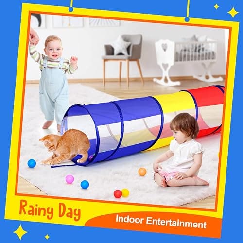 Kids Play Tunnel for Toddlers, Pop Up Crawl Through Tunnel Play Tent for Baby Infant Children or Dog with 2 Mesh Sides, Kids Tunnel Toys or Gift Indoor & Outdoor (Colorful Crawling Tunnel) thumbnail 6