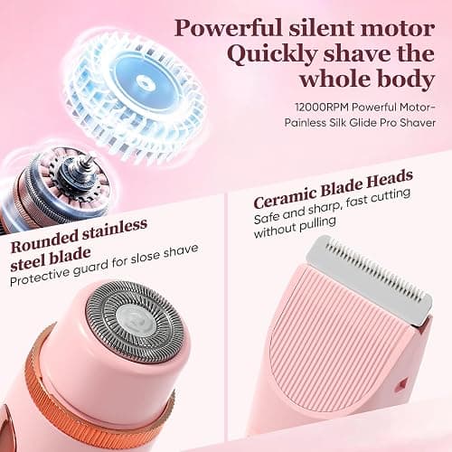 2 in 1 Women Electric Shaver Dual Head Bikini Trimmer for Women IPX7 Waterproof Wet & Dry Use Body Hair Trimmer and Facial Hair Remover for Bikini Underarm Leg Arm Body Face thumbnail 5