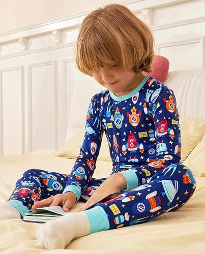 babee Reshinee Bamboo Viscose Toddler Pajamas Boys Girls Baby 12M-8Y Pjs Sets Kids 2pcs Long-Sleeve Snug fit Sleepwear thumbnail 6