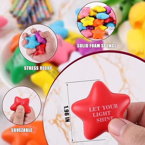 64 Pcs Christian Star Stress Balls Bulk for Kids Jesus Bible Quotes Motivational Balls Mini Foam Stress Relief Star Ball Toy Colorful Squeeze Fidget Office Stress Anxiety Relief Toy Party Favors thumbnail 3