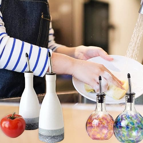 LanMa Olive Oil Spout Pourer, 2PCS Stainless Steel Liquor Bottle Pourers Spouts with Rubber Dust Caps thumbnail 9