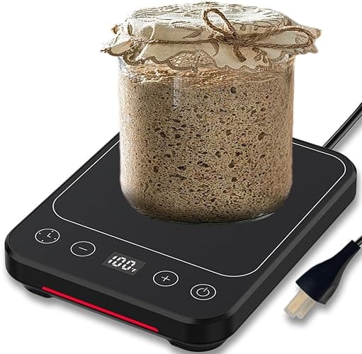 Sourdough Starter Warmer Mat, 12H Timer Warming Heating Pad, Precise 1°F Thermostat Control (70-100°F), Smart Memory Warming On/Off, Fits Jars Up to 40oz, Perfect for Home Baking (Full LCD Screen) - Image 1
