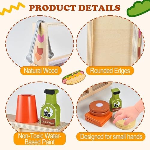 Wooderma Wooden Toys for 3+ Year Old, Sandwich Burger Counter 50 Pcs thumbnail 4