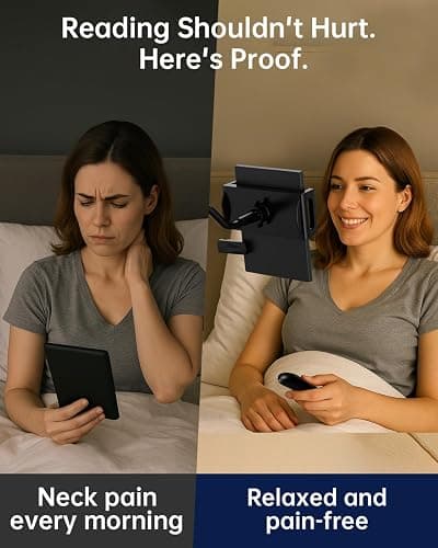 TeoTeeo Kindle Holder with Remote Page Turner - Read in Bed Without Blocking Text or Adjusting Margins - Reduce Neck Strain - Quiet Page Turning for Kindle, iPad, iPhone thumbnail 3