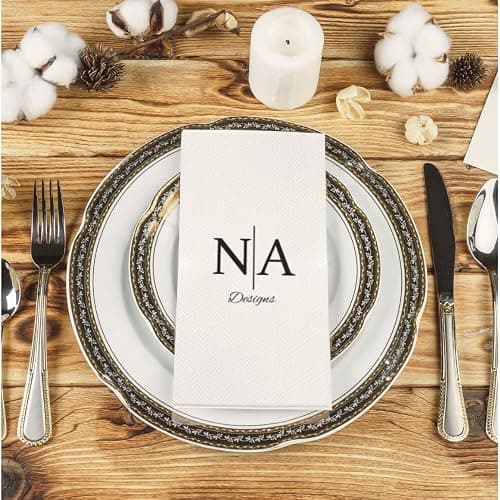 Custom Dinner Napkins – Personalized Napkins (Linen-Like) for Weddings, Parties & Events – Upload Your Logo or Text – White or Ivory – 25, 50 or 100 Pack – Queen of Cards thumbnail 3