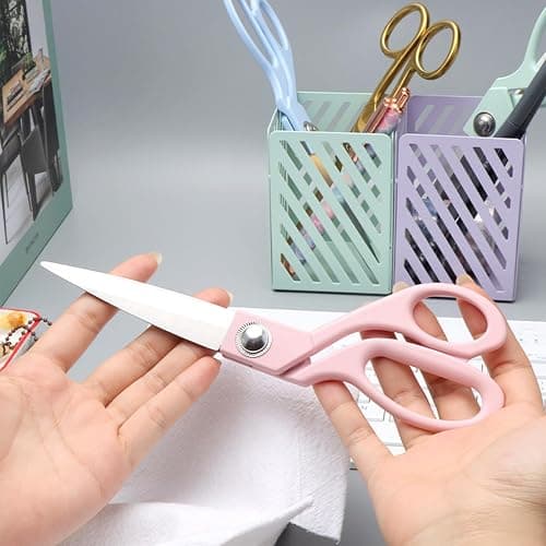 Pink Fabric Scissors 8 Inch Candy Colored Sewing Shears Premium Craft Tailor Heavy Duty Stainless Steel Professional Dressmaker Home Office Metallic Scissors for Women thumbnail 6