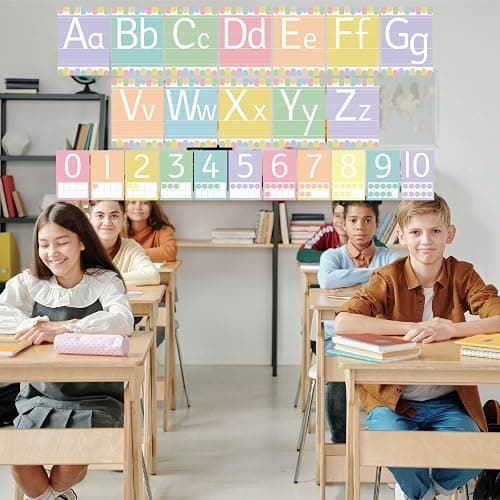 Stamiratiy 37 Pcs Pastel ABC Alphabet for Classroom Wall ABC Posters and 0-10 Number Cards Pastel Bulletin Board Letters Number Line for Classroom (Pastel ABC) thumbnail 5