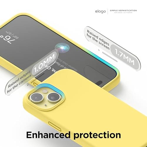 elago Compatible with iPhone 15 Case, Liquid Silicone Case, Full Body Protective Cover, Shockproof, Slim Design, Anti-Scratch Soft Microfiber Lining, 6.1 inch (Yellow) thumbnail 5
