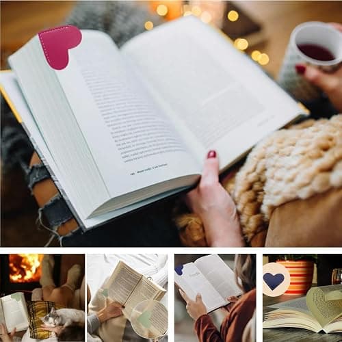 Leather Heart Bookmarks - Winjeto 6 Pieces Cute Corner Page Book Marks for Teachers Students Book Reading Lovers, for School Office Home Supplies (Sweet（6pcs）) thumbnail 5