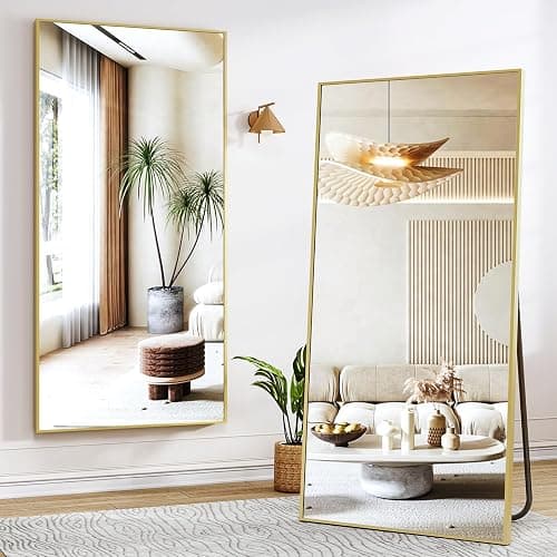 Easly 26"x71" Full Length Mirror, Adjustable Standing/Wall Mounted Floor Mirror for Bedroom, Living Room, Entryway, Large Gold Leaning Mirror with Shatterproof Glass thumbnail 3