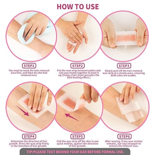 hoyesch 60 PCS Wax Strips - 40 Facial & 20 Body Waxing Kit for Women’ s Hair Removal,Wax Strips for Face,Eyebrow,Body, Arms, Legs, Chest, Back, Bikini/Brazilian Waxing Strips & 4Calming Oil Wipes thumbnail 7