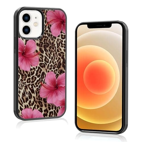 Axulimin Cute Pink Hibiscus Flowers Leopard Cheetah Print Aesthetic Phone Case for iPhone 12 & iPhone 12 Pro Case for Women Girls -6.1Inch - Image 1