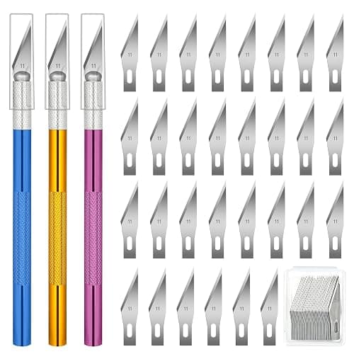 3 PCS Exacto Knife, Hobby Knife, Craft Knives with 30 PCS Spare Exacto Knife Blades(#11),Profession Craft Knifes for Crafts, Arts, Modeling, Scrapbooking, Stencil By XEKIGU, AK0103 - Image 1