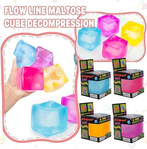 Premium Big Block Cube ,Ice Cube Squishies Toys,Durable, Slow-Rebound fingertip Exquisite Spherical ice Cube with boxGift-Ready (Blue) thumbnail 5