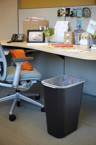 Rubbermaid Commercial Products Deskside Wastebasket/Trash Can, 10.25-Gallon/41-Quart, Black, Plastic, Garbage Can for Home/Office, Fits Under Desk/Sink/Cabinet thumbnail 2