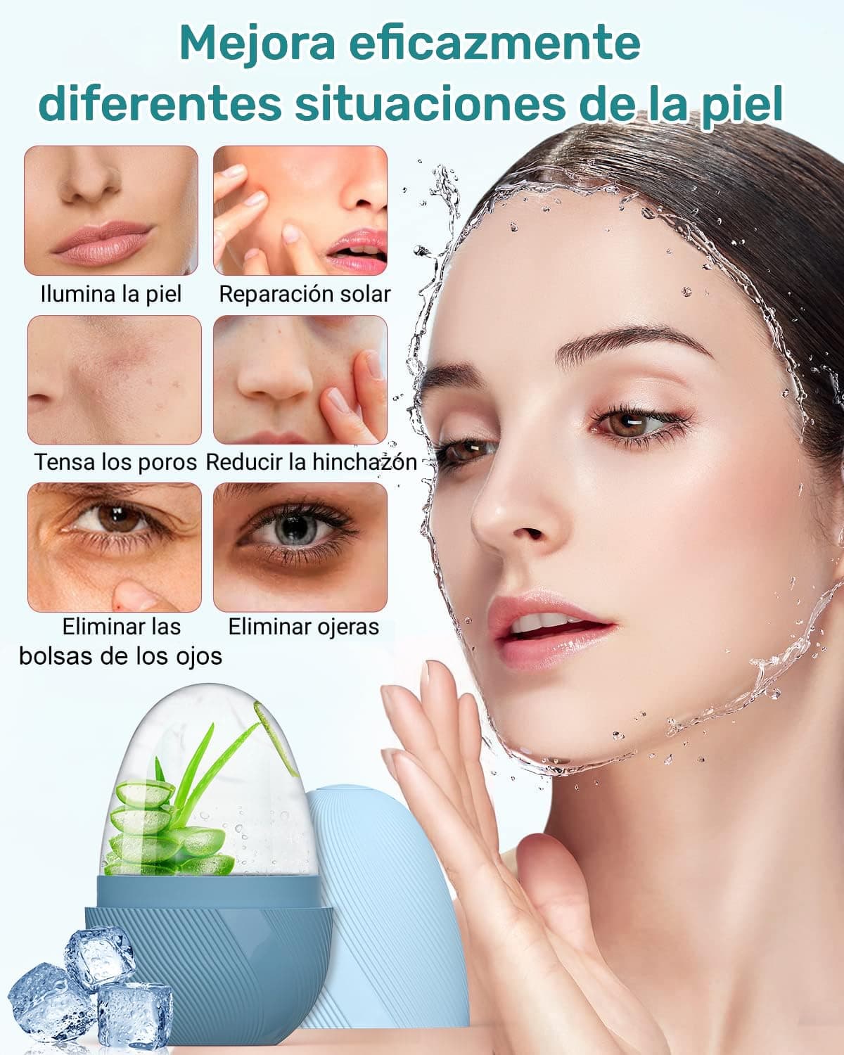 Rodillo de Hielo Facial, Ice Roller Facial para Cara y Ojos Reutilizable, Molde de Hielo Facial para Mejora La Piel Opaca/Piel Firme/Elimina la Hinchazón de Los Ojos/Elimina Las Ojeras (Verde) thumbnail 4