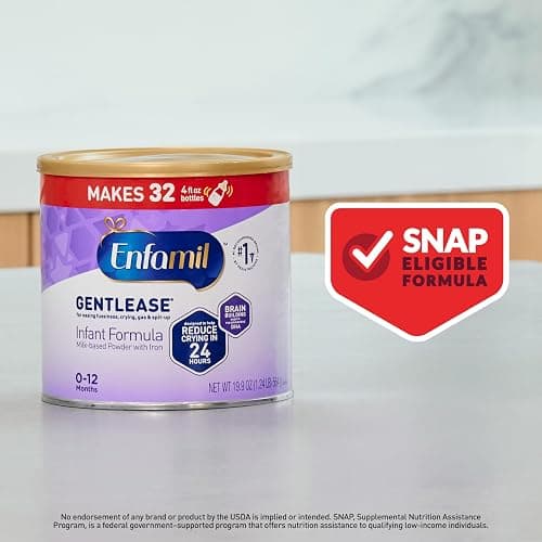 Enfamil Gentlease Baby Formula, Reduces Fussiness, Gas, Crying and Spit-up in 24 hours, DHA & Choline to support Brain development, Value Powder Can, 19.9 Oz thumbnail 3