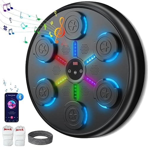 jiaao Music Boxing Machine Smart Bluetooth, Wall-Mounted Punching Target with 9 Modes & Speeds for Home Fitness, Boxing Workouts, Music Lovers, Includes Gloves and Headband - Image 1