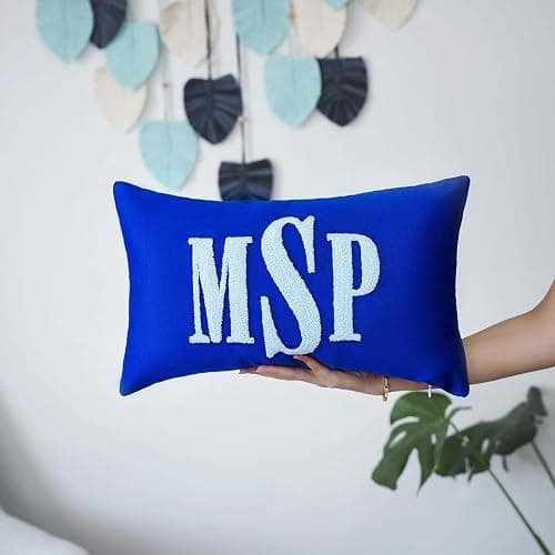mia'spillow lab Monogram Custom Punch Needle Pillow, Embroidery Gift for Couple, Initial Wedding Monogram, New Home Housewarming Gift, Home Decorations Gift thumbnail 5