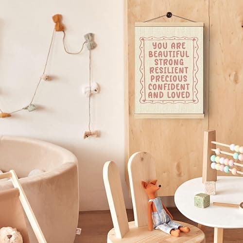 Boat Wades Pink Girl Room Motivational Wall Art Poster Hanger Frame, You Are Beautiful Strong Inspirational Quotes Wall Decor for Girls Bedroom Dorm Apartment Home, 12x16 Inch thumbnail 5