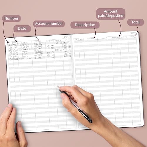 Skyline Accounting Ledger Book – Columnar Log Journal for Personal Use & Small Business Bookkeeping – Expense Log to Track Money Operations – Large Format, 7x10″, 4,712 Entries Total (Black) thumbnail 5