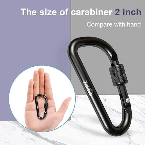 Zalava 6PCS Carabiner Keychain, 2 inch Aluminum D-Clip Caribeener with Hook thumbnail 3